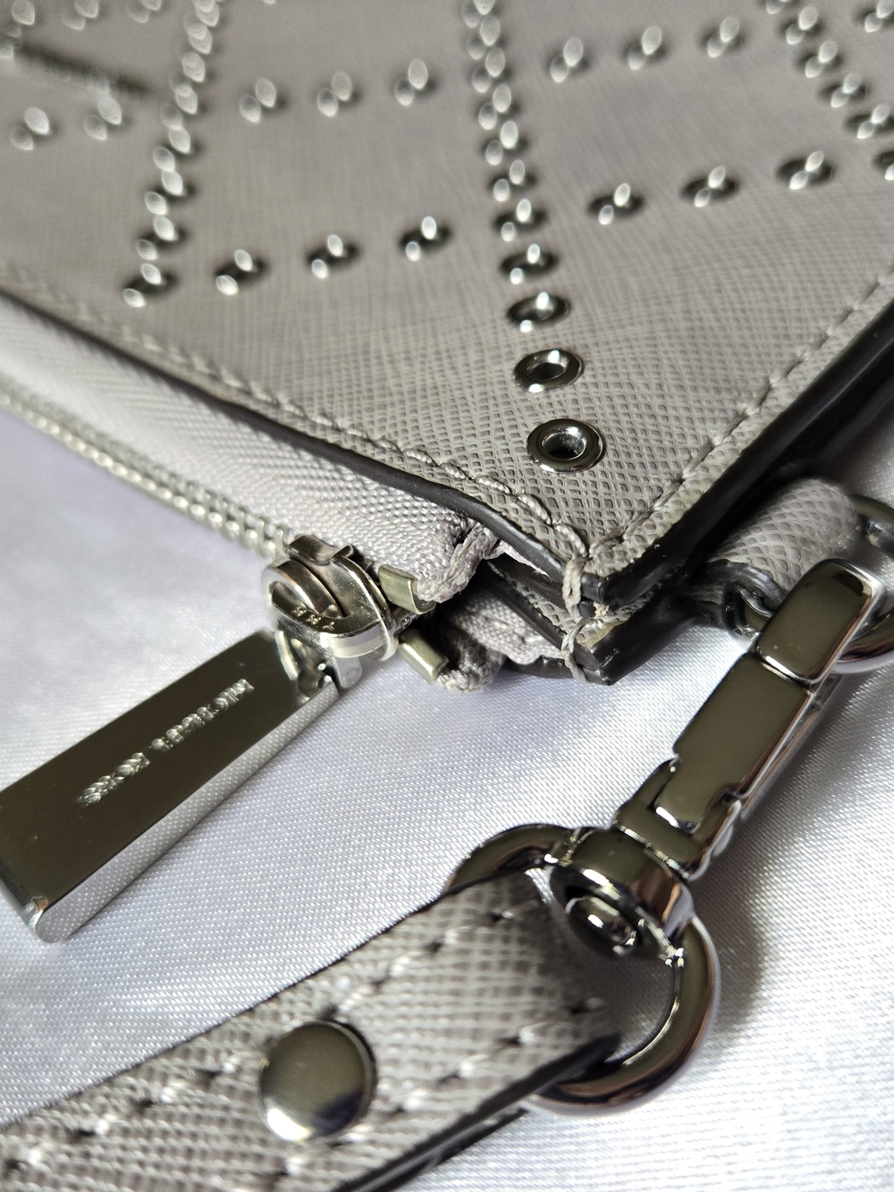 Michael Kors Silver Studded Wristlet Pouch EUC - Picture 5 of 10